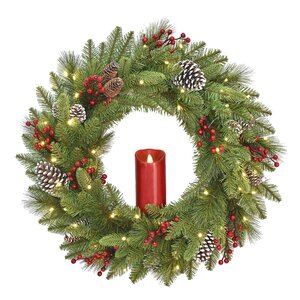 The Holiday Aisle® Faux Lighted Berry 24'' Wreath & Reviews | Wayfair